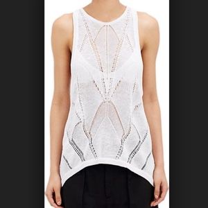 Helmut Lang Women's White Open Knit Tank